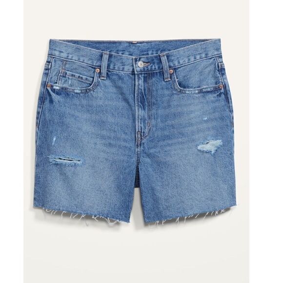 Old Navy High-Waisted Slouchy Straight Cutoff Jean Shorts  5-inch inseam - Picture 4 of 8